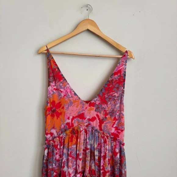 NWT Free People Boho Tiered Julianna Maxi Dress in Cherry Combo size Medium - Picture 6 of 12